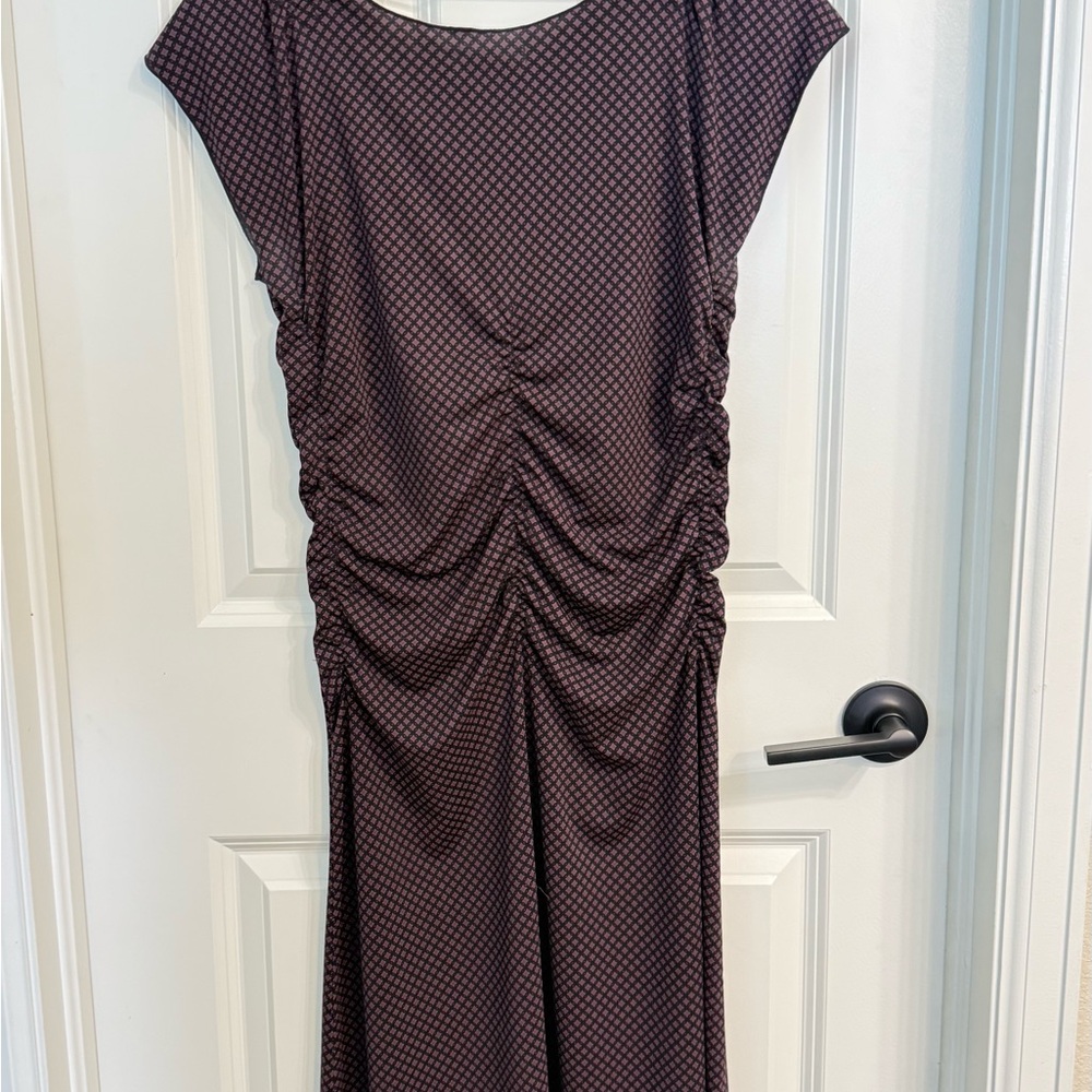 Express Black And Purple Patterned Midi Dress - image 2